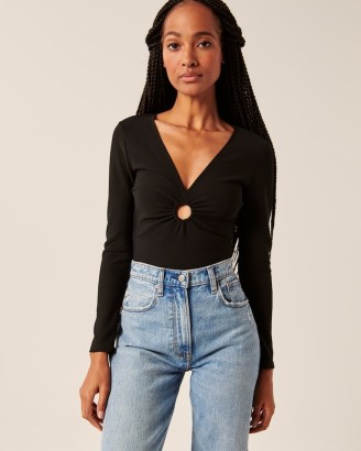 Abercrombie & Fitch Long-Sleeve O-Ring Top – cut out tops - flipped
