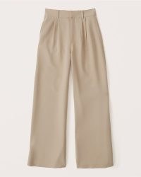 ABERCROMBIE & FITCH Relaxed Wide Leg Pants in Light Brown ~ womens smart on-trend high waist trousers