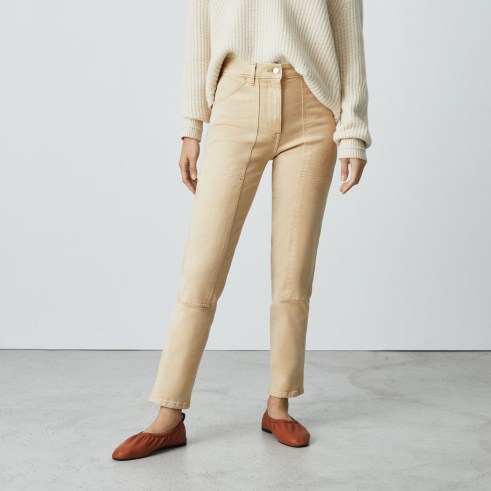 EVERLANE The Utility Cheeky Jean in Clay | women’s light coloured organic cotton high waist slim fit jeans - flipped