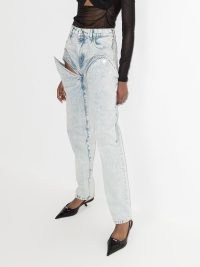 Y/Project rhinestone-embellished cut-out jeans light blue | womens rhinestone detail denim fashion