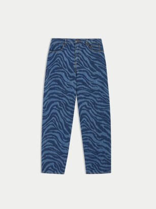 JIGSAW Zebra Delmont Mom Jean Blue / animal print cropped jeans / womens printed denim fashion - flipped