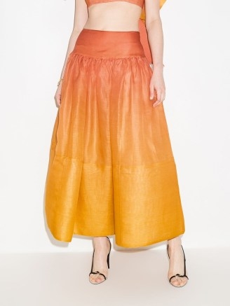ZIMMERMANN Postcard ombré maxi skirt in orange ~ vibrant silk linen blend skirts