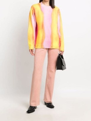 Acne Studios gradient knitted jumper | women’s pink, orange & yellow crewneck | womens multicoloured jumpers - flipped