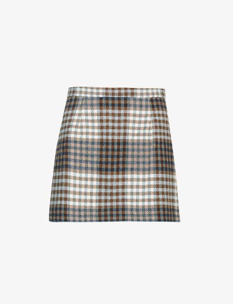 ANDION Checked woven mini skirt | check print fully lined skirts | plaid fashion - flipped