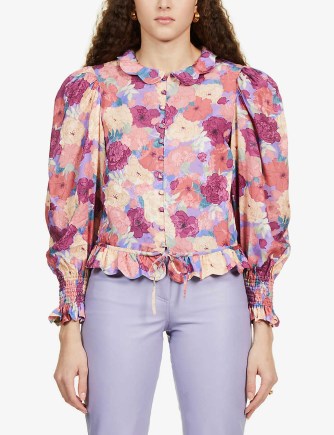 ANDION Constance floral-print woven top – printed puff sleeved tops - flipped