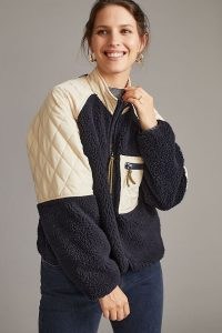 Lolly’s Laundry Andy Jacket – quilted and faux-shearling colour block jackets