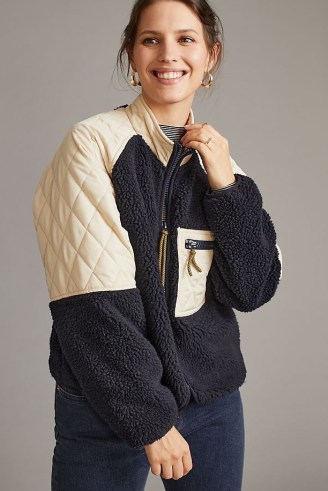Lolly’s Laundry Andy Jacket – quilted and faux-shearling colour block jackets