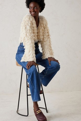 Cleobella Arlette Crochet Jacket in Cream / women’s cropped fringed jackets / womens beautiful retro knitted fashion - flipped