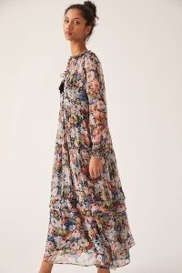 Anthropologie Floral Tiered Maxi Dress / floaty boho style dresses