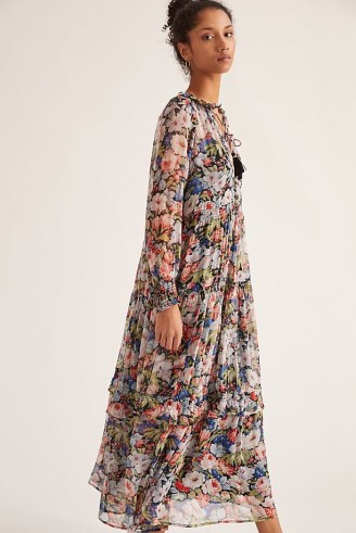 Anthropologie Floral Tiered Maxi Dress / floaty boho style dresses - flipped