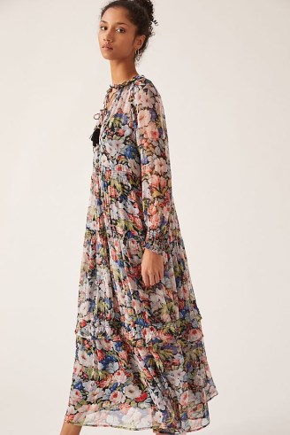 Anthropologie Floral Tiered Maxi Dress / floaty boho style dresses