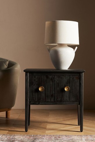 Amber Lewis for Anthropologie Garvey Side Table in Black ~ small chic pine wood tables with storage ~ sylish cabinets ~ rustic home furniture - flipped