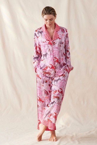 Karen Mabon Pink Animals Pyjamas Set ~ women’s printed pyjamas ~ womens PJ sets ~ animal print PJs ~ sleepwear - flipped