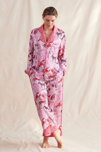 Karen Mabon Pink Animals Pyjamas Set ~ women’s printed pyjamas ~ womens PJ sets ~ animal print PJs ~ sleepwear
