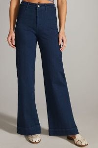 Pilcro The Skipper Long Ultra High-Rise Jeans | women’s straight fit flares | womens casual dark blue denim fashion