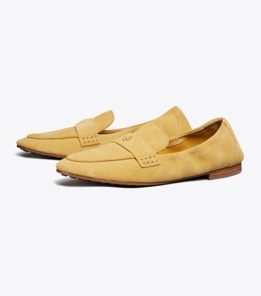 Tory Burch BALLET LOAFER in Cornbread | womens chic flat yellow loafers - flipped