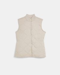 River Island BEIGE QUILTED GILET – neutral gilets – women’s casual sleeveless jackets
