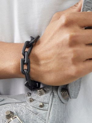 BALENCIAGA B-logo chain bracelet – chunky chains – women’s black matte metal bracelets