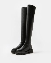 RIVER ISLAND BLACK CHUNKY OVER THE KNEE BOOTS ~ women’s on-trend footwear