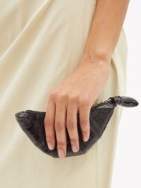LEMAIRE Croissant coated-linen pouch – small black clutch bags – chic pouches