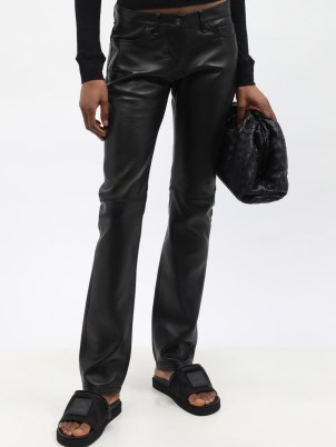 ALTU Leather straight-leg trousers ~ women’s slim black trousers - flipped
