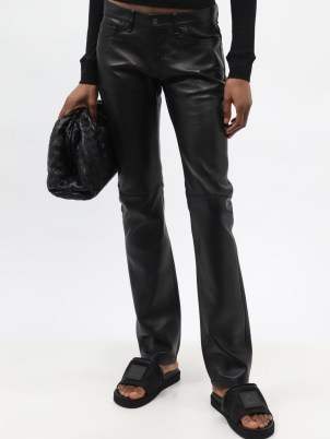 ALTU Leather straight-leg trousers ~ women’s slim black trousers