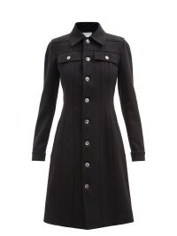 BOTTEGA VENETA Patch-pocket buttoned wool-blend twill shirt dress ~ black utility style dresses