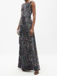 DOLCE & GABBANA Sequinned crepe gown / sleeveless sequin covered designer gowns / glamorous evening event dresses / occasion glamour
