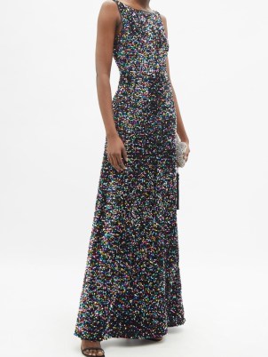 DOLCE & GABBANA Sequinned crepe gown / sleeveless sequin covered designer gowns / glamorous evening event dresses / occasion glamour - flipped