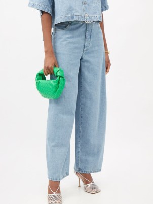 BOTTEGA VENETA Belted wide-leg jeans ~ women’s designer light blue wash denim fashion