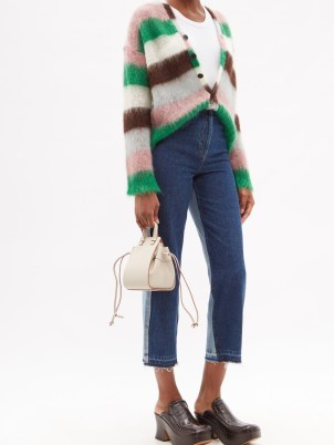 LOEWE Bi-colour cropped jeans | women’s straight crop leg colour block jeans | womens tonal colourblock denim fashion - flipped