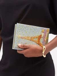 OLYMPIA LE-TAN Eiffel Tower embroidered book clutch bag | pale blue occasion bags | women’s luxury evening event accessories
