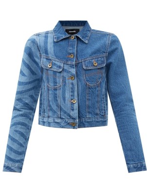 AHLUWALIA Linear-print denim jacket – women’s casual blue printed jackets