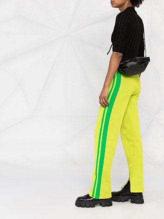 Bottega Veneta side-stripe track pants in kiwi/parakeet green - flipped