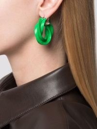 Bottega Veneta twisted hoop earrings | green leather twist hoops