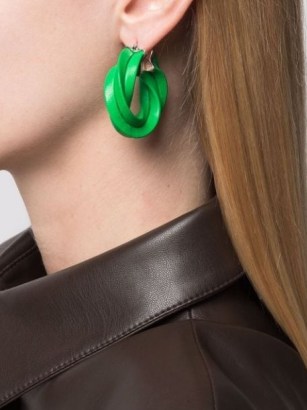 Bottega Veneta twisted hoop earrings | green leather twist hoops
