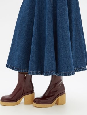 CHLOÉ Kurtys burgundy leather ankle boots ~ women’s chunky block heel footwear - flipped