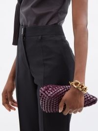 BOTTEGA VENETA Structure Intrecciato burgundy leather clutch bag ~ small chic contemporary bags ~ woven designer handbags