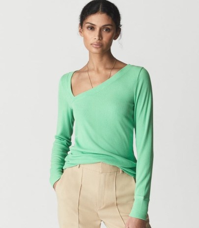 REISS CARLY ASYMMETRIC NECK JERSEY TOP MINT ~ chic contemporary tops - flipped