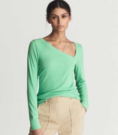 REISS CARLY ASYMMETRIC NECK JERSEY TOP MINT ~ chic contemporary tops