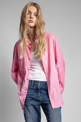Zadig & Voltaire Chemise Morning in Flamant ~ women’s pink cotton shirts - flipped