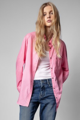 Zadig & Voltaire Chemise Morning in Flamant ~ women’s pink cotton shirts