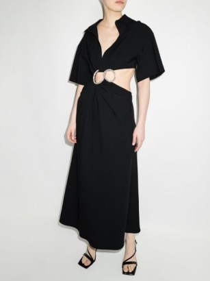Christopher Esber crystal-embellished cutout maxi dress – black short sleeved cutout waist dresses - flipped