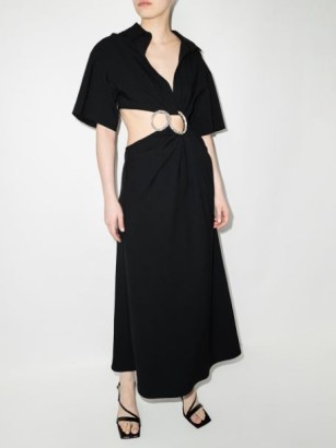 Christopher Esber crystal-embellished cutout maxi dress – black short sleeved cutout waist dresses