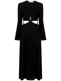 Christopher Esber cut-out waist midi dress – black long sleeved cutout detail dresses