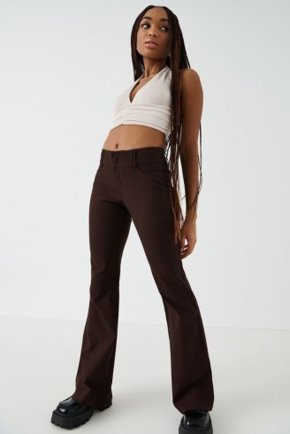 GARAGE Lola Low Rise Flare Pant ~ womens brown fit and flared trousers - flipped