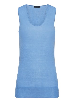 Cotton Silk Knit Debardeur Jumper | women’s sky blue knitted tank | womens sleeveless jumpers - flipped