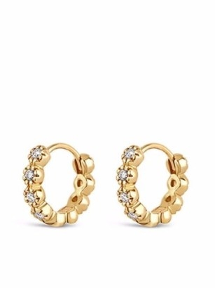 Dinny Hall 14kt yellow gold Forget Me Not diamond hoop earrings | floral hoops - flipped
