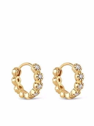 Dinny Hall 14kt yellow gold Forget Me Not diamond hoop earrings | floral hoops