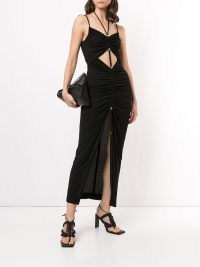 Dion Lee gathered butterfly maxi dress in black – strappy ruched cut out dresses